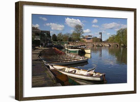 Boats on the River Avon and the Royal Shakespeare Theatre-Stuart Black-Framed Photographic Print