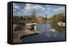 Boats on the River Avon and the Royal Shakespeare Theatre-Stuart Black-Framed Stretched Canvas