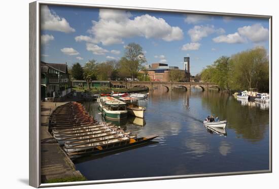 Boats on the River Avon and the Royal Shakespeare Theatre-Stuart Black-Framed Photographic Print