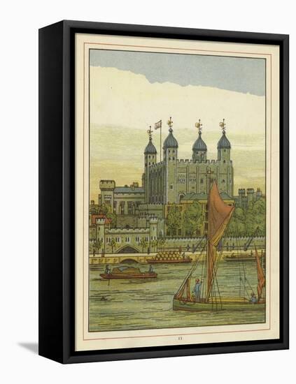 Boats on the River Thames with the Tower of London Beyond-Thomas Crane-Framed Stretched Canvas