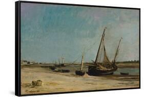 Boats on the Seacoast at Étaples, 1871-Charles Francois Daubigny-Framed Stretched Canvas