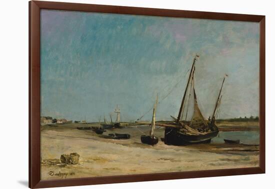 Boats on the Seacoast at Étaples, 1871-Charles Francois Daubigny-Framed Giclee Print