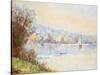 Boats on the Seine; Bateaux Sur La Seine-Albert-Charles Lebourg-Stretched Canvas