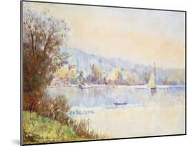 Boats on the Seine; Bateaux Sur La Seine-Albert-Charles Lebourg-Mounted Giclee Print