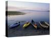 Boats on the Shore of Webb Lake near Mt. Blue State Park, Northern Forest, Maine, USA-Jerry & Marcy Monkman-Stretched Canvas