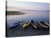 Boats on the Shore of Webb Lake near Mt. Blue State Park, Northern Forest, Maine, USA-Jerry & Marcy Monkman-Stretched Canvas