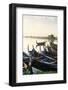 Boats on the Taungthaman Lake Near Amarapura with the U Bein Teak Bridge Behind, Myanmar (Burma)-Alex Robinson-Framed Photographic Print