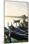 Boats on the Taungthaman Lake Near Amarapura with the U Bein Teak Bridge Behind, Myanmar (Burma)-Alex Robinson-Mounted Photographic Print