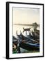 Boats on the Taungthaman Lake Near Amarapura with the U Bein Teak Bridge Behind, Myanmar (Burma)-Alex Robinson-Framed Photographic Print