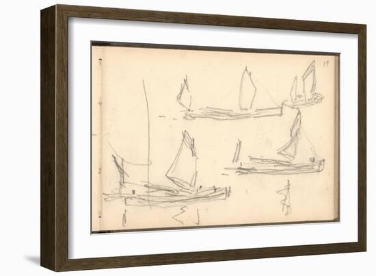 Boats on the Thames (Pencil on Paper)-Claude Monet-Framed Giclee Print