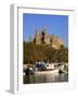 Boats on the Waterfront Below the Cathedral of Palma, on Majorca, Balearic Islands, Spain-null-Framed Photographic Print