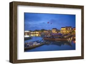 Boats on Thu Bon River at Dusk, Hoi An, Quang Nam, Vietnam, Indochina, Southeast Asia, Asia-Ian Trower-Framed Photographic Print