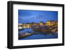 Boats on Thu Bon River at Dusk, Hoi An, Quang Nam, Vietnam, Indochina, Southeast Asia, Asia-Ian Trower-Framed Photographic Print