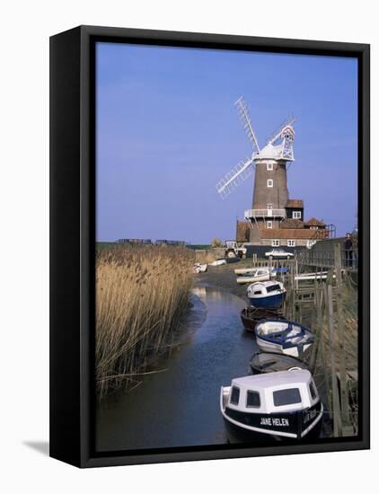 Boats on Waterway and Windmill, Cley Next the Sea, Norfolk, England, United Kingdom-Jeremy Bright-Framed Stretched Canvas