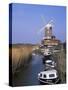 Boats on Waterway and Windmill, Cley Next the Sea, Norfolk, England, United Kingdom-Jeremy Bright-Stretched Canvas
