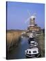 Boats on Waterway and Windmill, Cley Next the Sea, Norfolk, England, United Kingdom-Jeremy Bright-Stretched Canvas