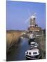 Boats on Waterway and Windmill, Cley Next the Sea, Norfolk, England, United Kingdom-Jeremy Bright-Mounted Photographic Print