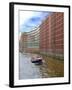 Boats Pass by Waterfront Warehouses and Lofts, Speicherstadt Warehouse District, Hamburg, Germany-Miva Stock-Framed Photographic Print