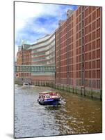 Boats Pass by Waterfront Warehouses and Lofts, Speicherstadt Warehouse District, Hamburg, Germany-Miva Stock-Mounted Photographic Print