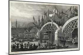 Boats Passing under London Bridge-null-Mounted Giclee Print