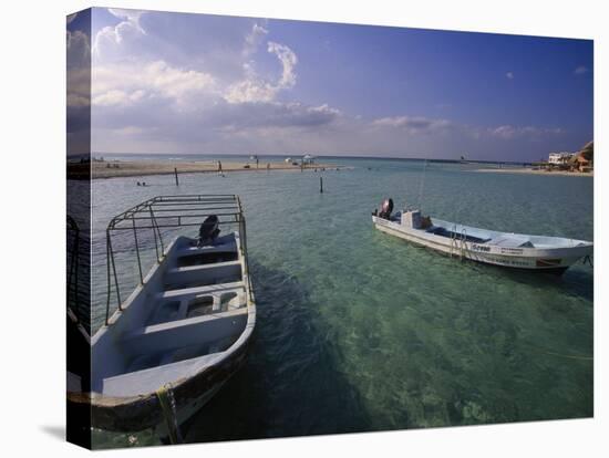 Boats, Playa Norte, Isla Mujeres, Mexico-Walter Bibikow-Stretched Canvas