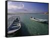 Boats, Playa Norte, Isla Mujeres, Mexico-Walter Bibikow-Framed Stretched Canvas