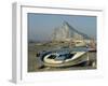 Boats Pulled onto Beach Below the Rock of Gibraltar, Gibraltar-Charles Bowman-Framed Photographic Print