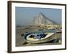 Boats Pulled onto Beach Below the Rock of Gibraltar, Gibraltar-Charles Bowman-Framed Photographic Print