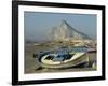 Boats Pulled onto Beach Below the Rock of Gibraltar, Gibraltar-Charles Bowman-Framed Photographic Print