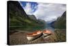 Boats Pulled Up by a Fjord, Songdal Region, Near Bergen, Western Norway, Scandinavia, Europe-David Pickford-Stretched Canvas