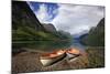 Boats Pulled Up by a Fjord, Songdal Region, Near Bergen, Western Norway, Scandinavia, Europe-David Pickford-Mounted Photographic Print