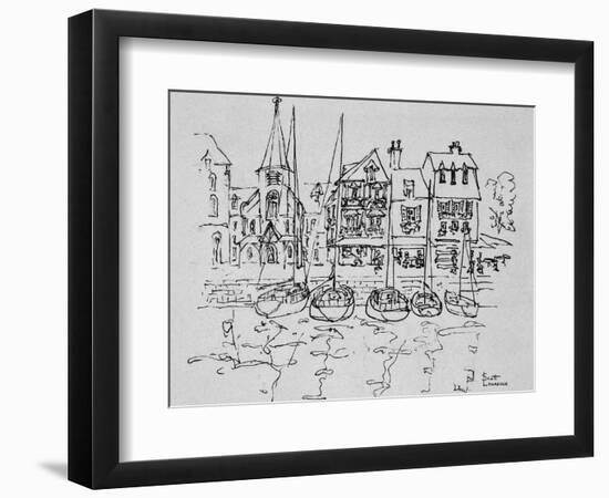 Boats rest in the port at Honfleur, Normandy, France-Richard Lawrence-Framed Photographic Print