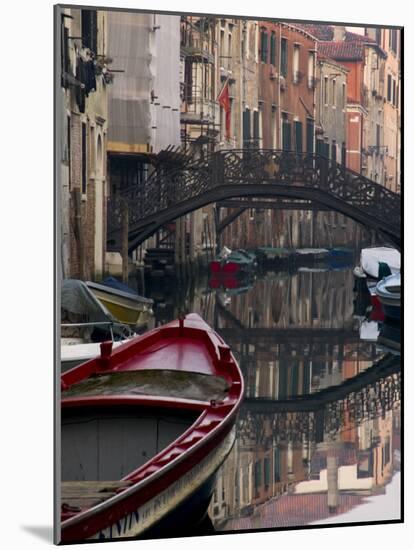 Boats Rest on Still Canal Water, Venice, Italy-Wendy Kaveney-Mounted Photographic Print