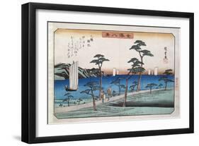 Boats Returning to Harbour at Ottomo-Ando Hiroshige-Framed Giclee Print