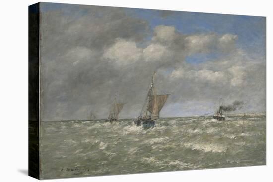 Boats Returning to Port, Trouville, 1894 (Oil on Canvas, Marouflaged to Aluminum)-Eugene Louis Boudin-Stretched Canvas