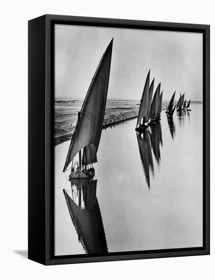 Boats Sailing Along Suez Canal-Alfred Eisenstaedt-Framed Stretched Canvas