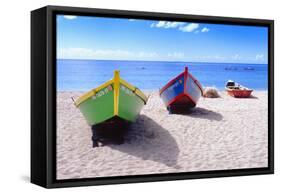 Boats Stored on a Caribbean Beach, Puerto Rico-George Oze-Framed Stretched Canvas