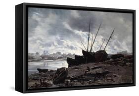 Boats Waiting for the Tide, 1882-Emmanuel Lansyer-Framed Stretched Canvas