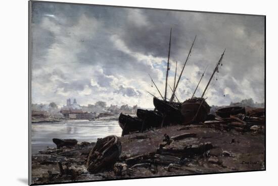 Boats Waiting for the Tide, 1882-Emmanuel Lansyer-Mounted Premium Giclee Print