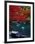 Boats with Tourists Showing Arashiyama's Autumn Colours, Kyoto, Japan-Frank Carter-Framed Photographic Print