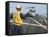 Boatswainâs Mate Signals to the Pilot of an Mh-60R Sea Hawk-null-Framed Stretched Canvas