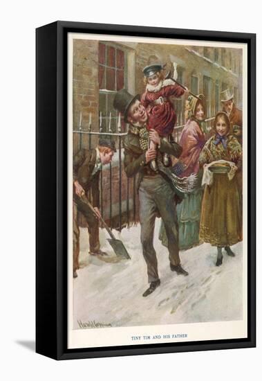 Bob Cratchit and Tiny Tim-null-Framed Stretched Canvas