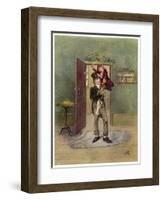 Bob Cratchit with "Tiny Tim" His Crippled Youngest Son-Frederick Barnard-Framed Art Print