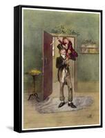 Bob Cratchit with "Tiny Tim" His Crippled Youngest Son-Frederick Barnard-Framed Stretched Canvas