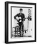 Bob Dylan Playing Guitar and Harmonica into Microphone. 1965-null-Framed Art Print