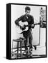 Bob Dylan Playing Guitar and Harmonica into Microphone. 1965-null-Framed Stretched Canvas