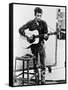 Bob Dylan Playing Guitar and Harmonica into Microphone. 1965-null-Framed Stretched Canvas