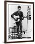 Bob Dylan Playing Guitar and Harmonica into Microphone. 1965-null-Framed Art Print