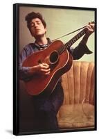 Bob Dylan Young with Guitar Music Poster Print-null-Framed Poster
