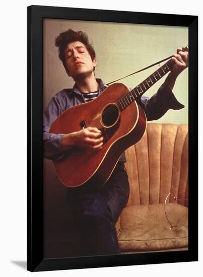 Bob Dylan Young with Guitar Music Poster Print-null-Framed Poster